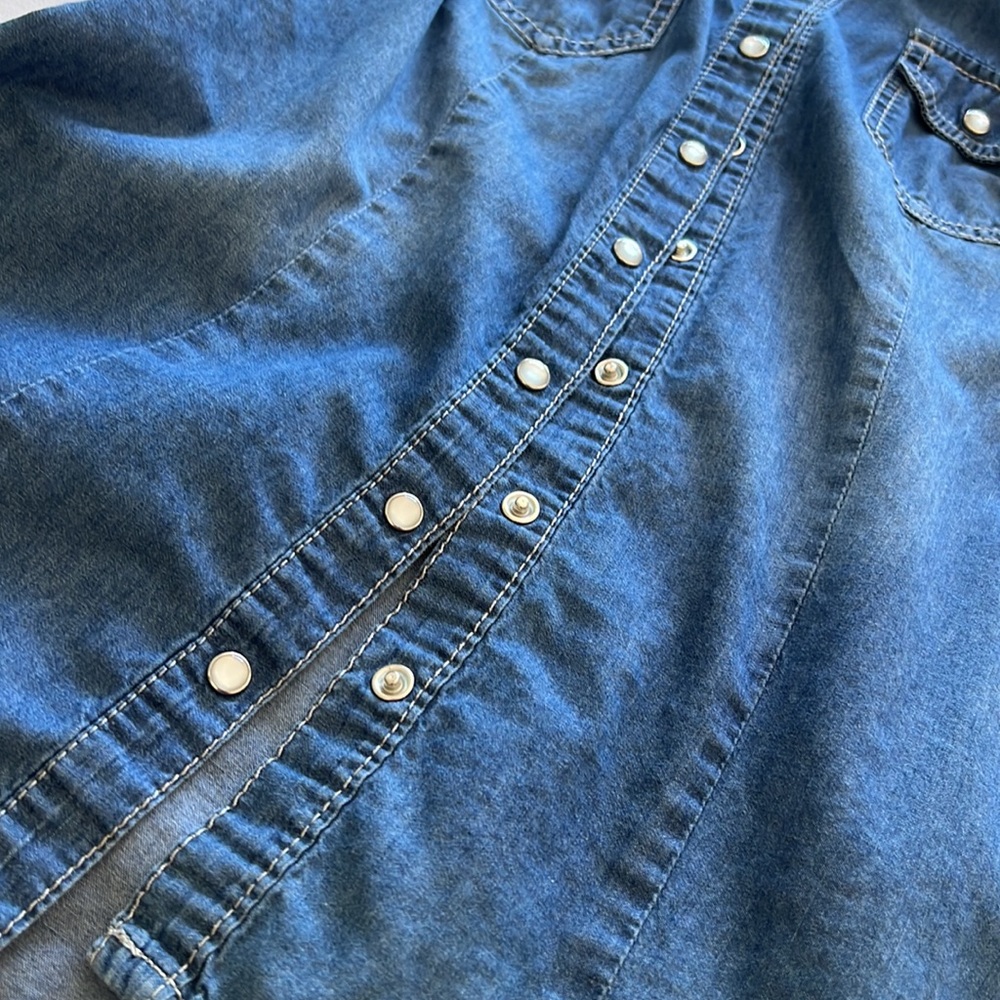 Soft Denim Button Top - Picture 2 of 6